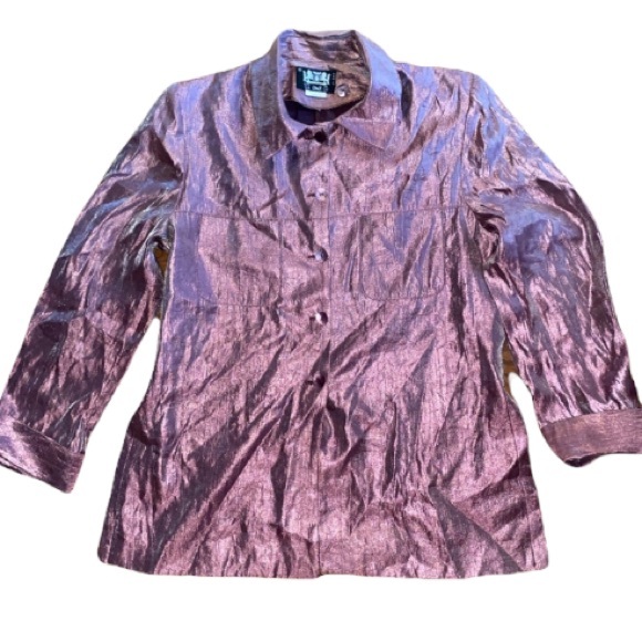 S&G Apparel Inc. Tops - S&G Paris Metallic iridescent Silky Blouse Top L